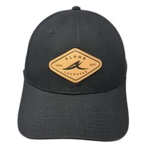 Alpha Snapback Black One Size Lacrosse Leather Logo Patch Structured Sport Hat